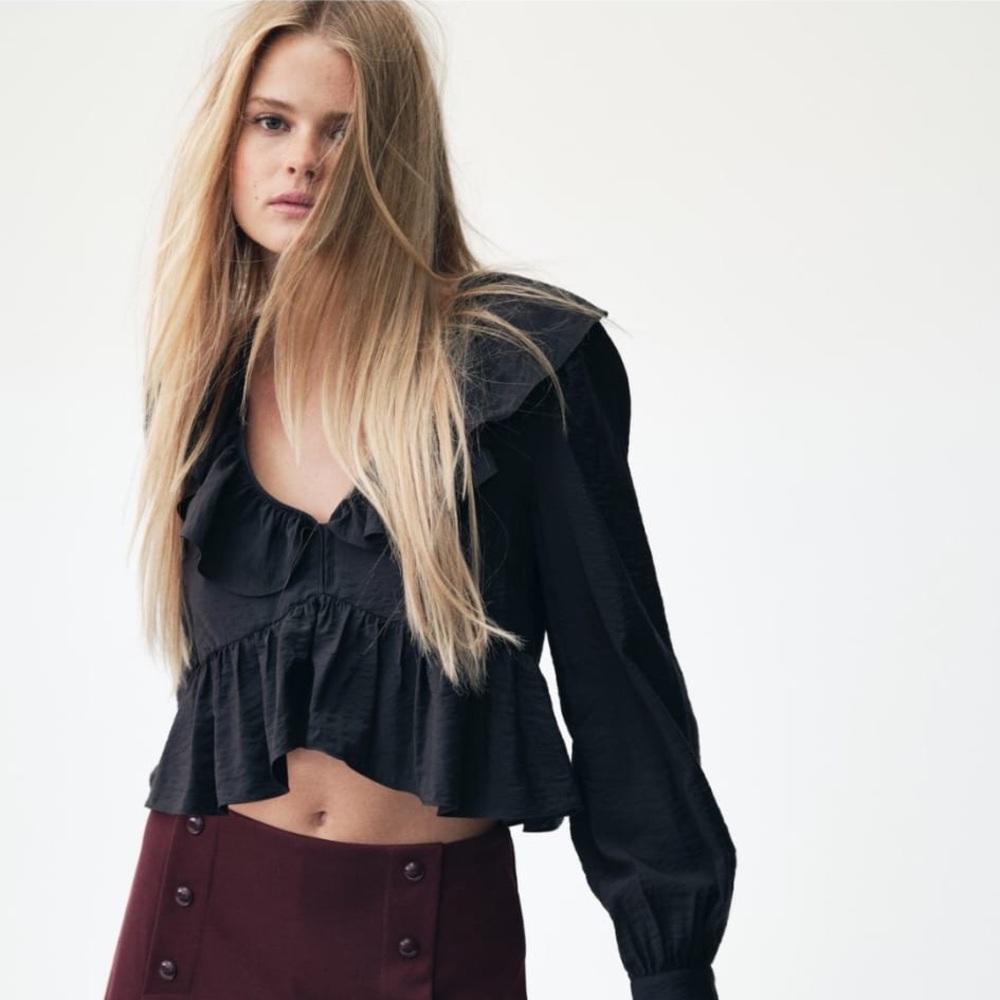 Black Ruffled Blouse